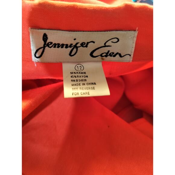 3247) Jennifer Eden Dark Coral Short Sleeve Jacket Short Set J (12 ) S ( 14) - Picture 7 of 10